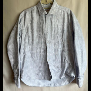 Brandolini | Light Blue Checkered Long Sleeve Men's Dress Shirt - Size L